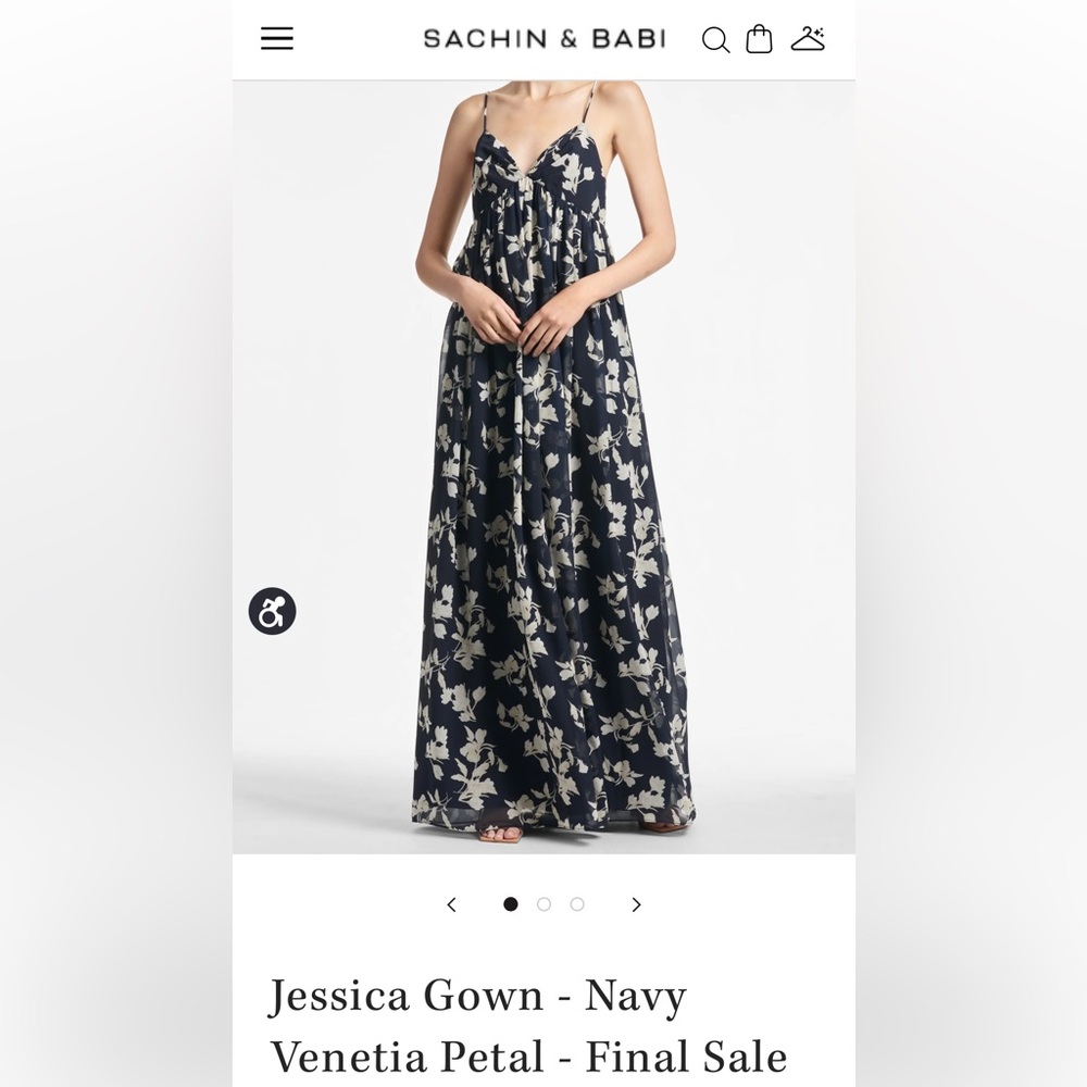 Sachin + Babi Navy and Cream Floral Maxi Gown